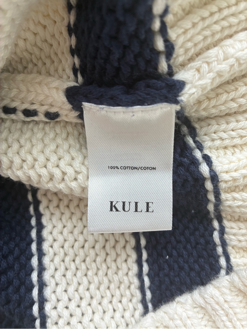 Kule Sweater Women’s Large The Tatum In Cream Navy Stripe 100% Cotton — image 7 of 8